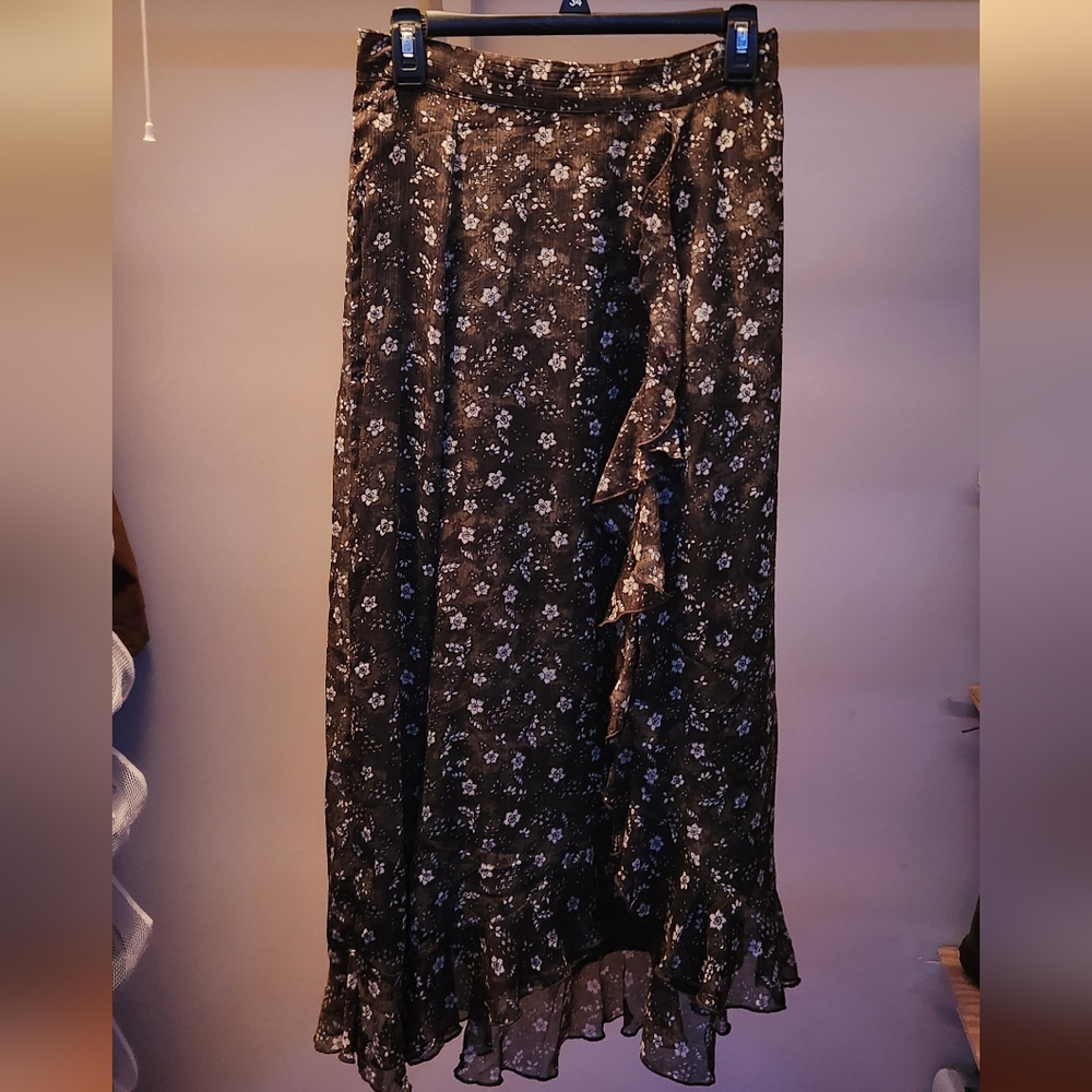 Womens Green Flowers Old Navy Skirt